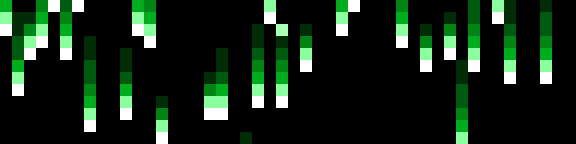 Matrix rain animation rendered at 48 by 12 pixels